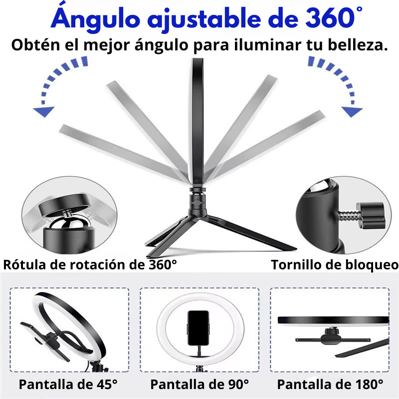 Luz LED aro selfie con mini trípode