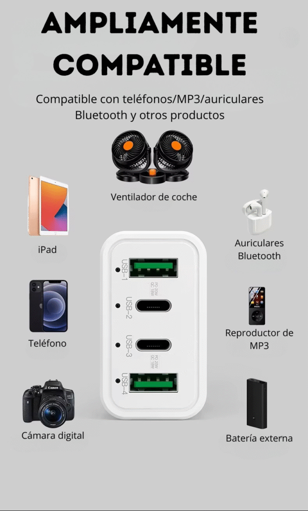 Cargador múltiple auto