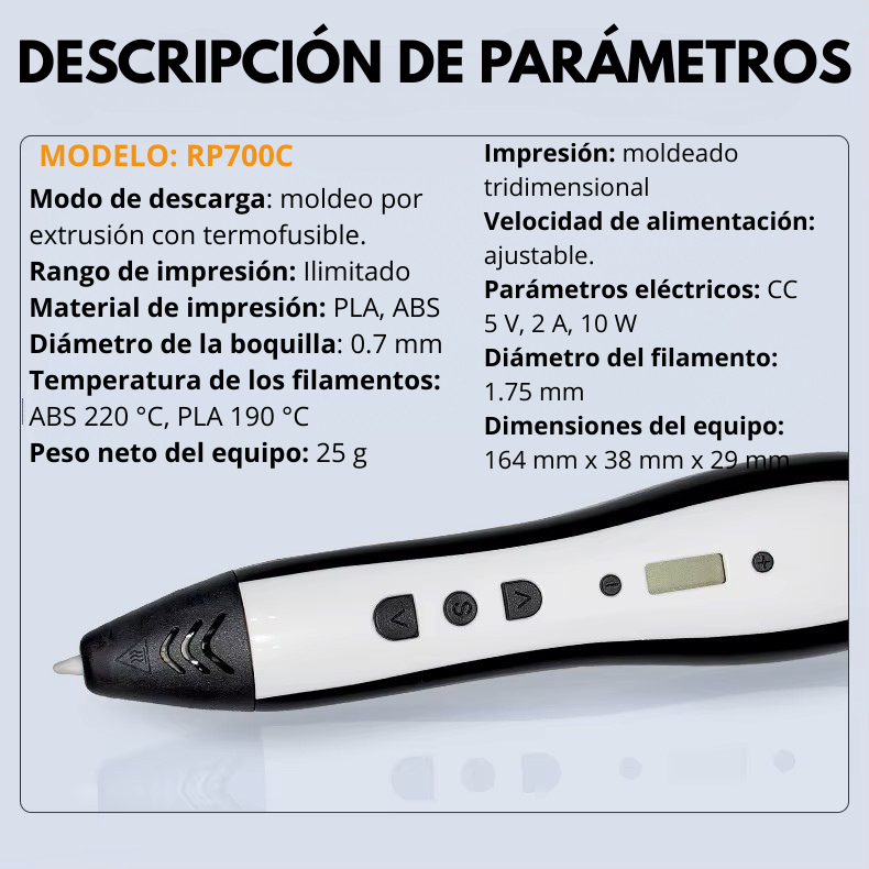 Lápiz 3D con filamento PLA