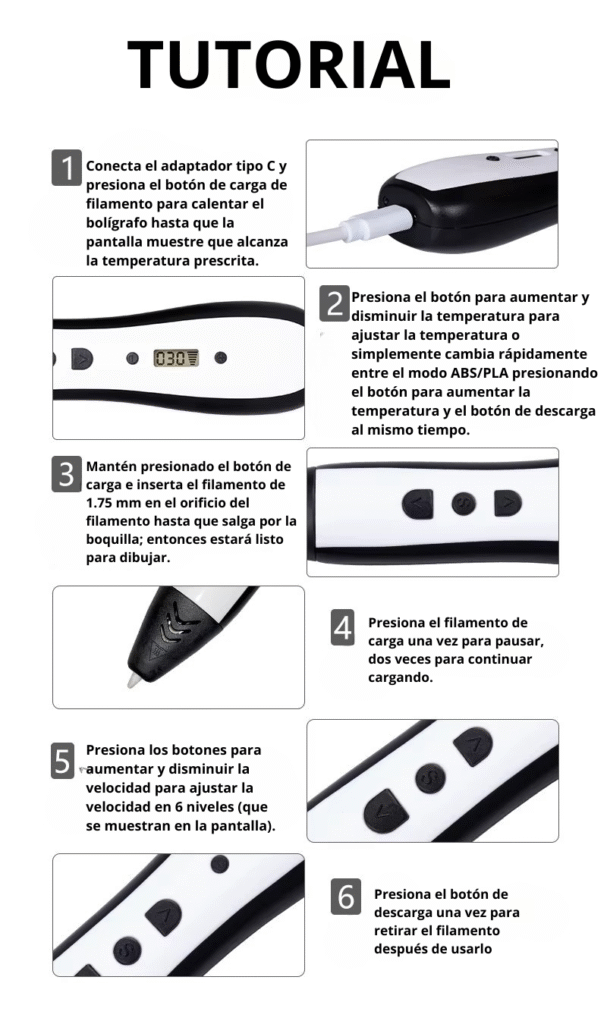 Lápiz 3D con filamento PLA